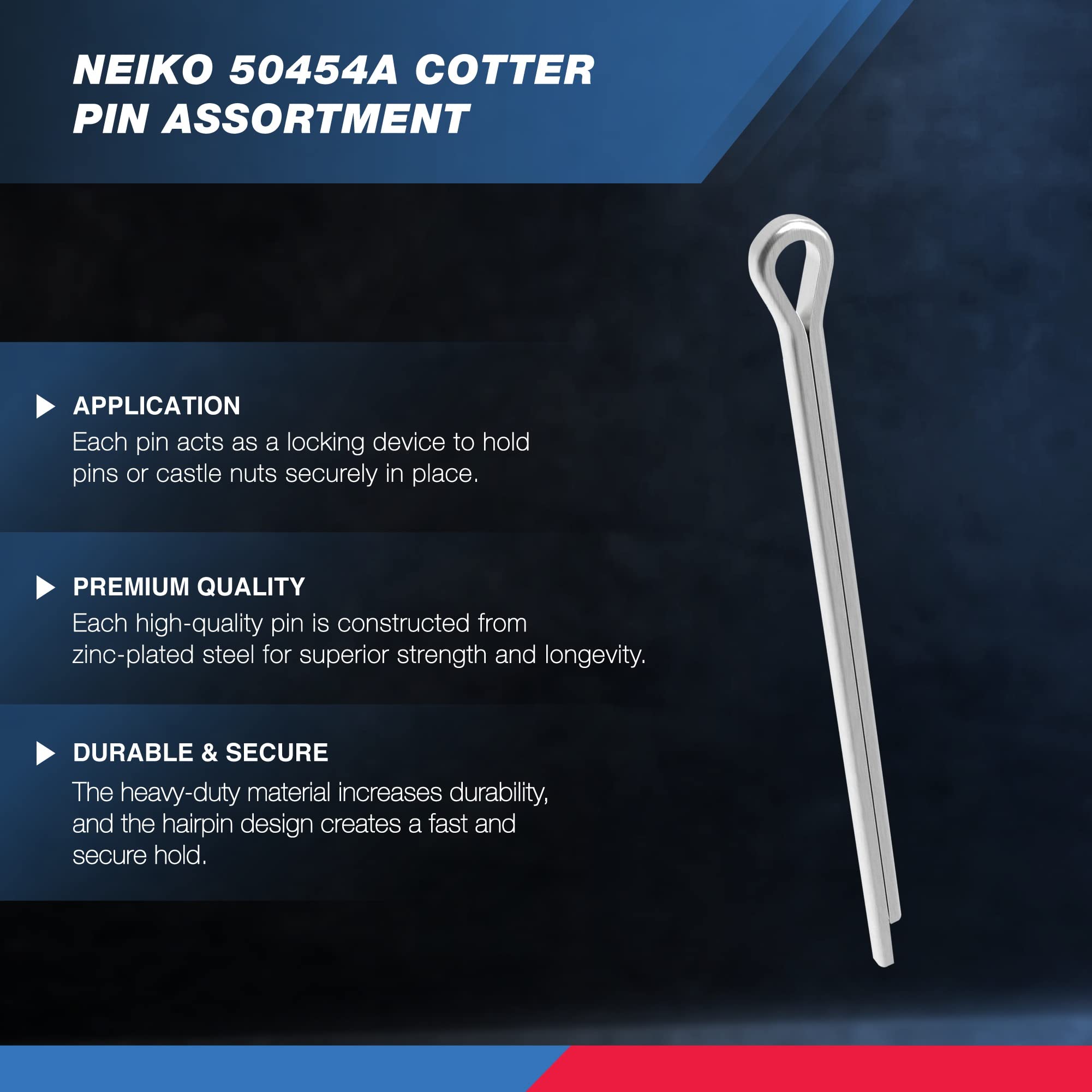 Amazon.com: NEIKO 50454A Cotter Pin Assortment | 555 Piece | Zinc